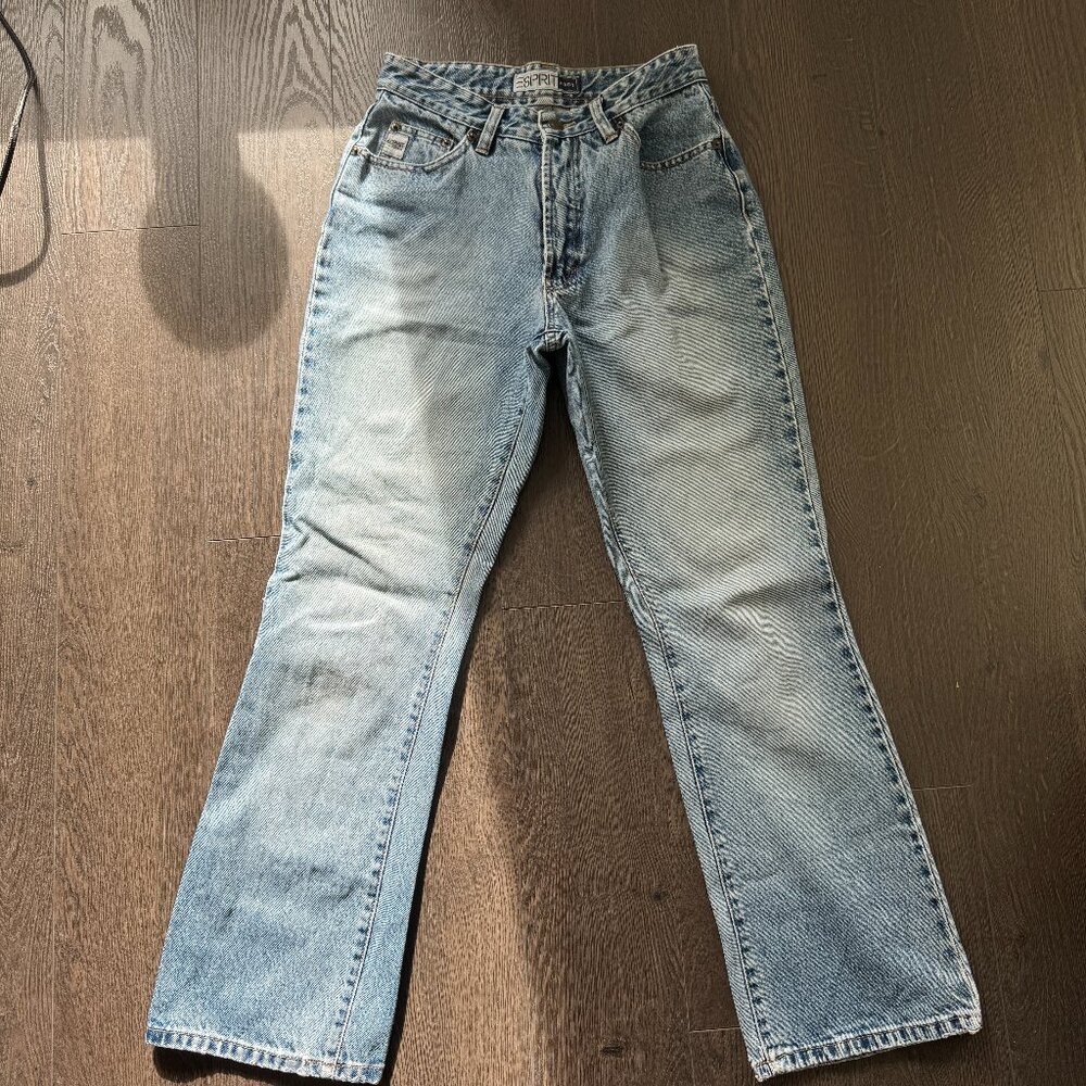 VINTAGE ESPRIT MADE IN HK JEANS SIZE 28 PREOWNED MINI FLARE LIGHT BLUE